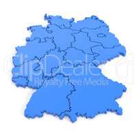 3D map of germany in blue