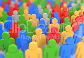 3D render of a colorful crowd
