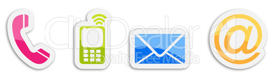 Four colorful contacting sticker symbols
