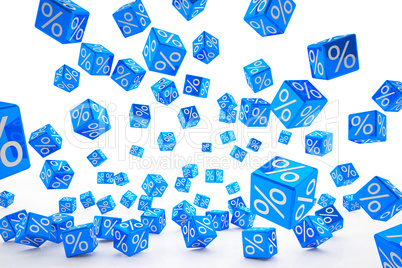 falling percent cubes blue