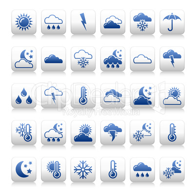 Set of weather icons - blue