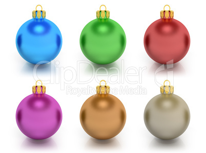Six Colorful Christmas Balls