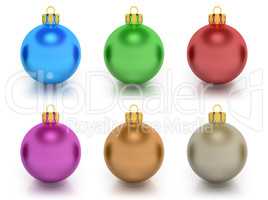 Six Colorful Christmas Balls
