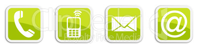 Four contacting sticker symbols in green - cube