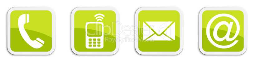 Four contacting sticker symbols in green - cube