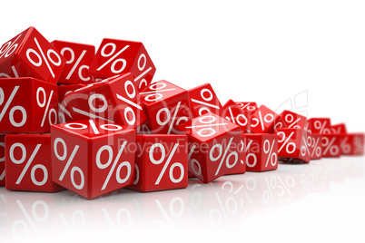 falling red cubes with percent signs