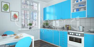 modern kitchen - blue