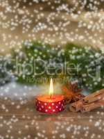 Ribbon Lighted Like Candle With Star Anise And Cinnamon