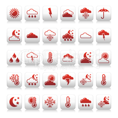 Set of weather icons - red