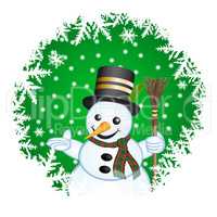 Snowman on a green background