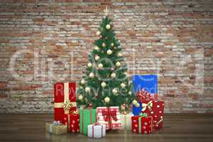 Decorative christmas tree and presents