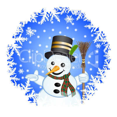 Snowman on a blue background