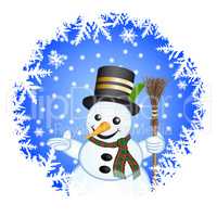 Snowman on a blue background