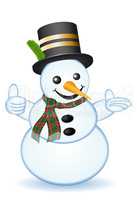 thumb up snowman on white background