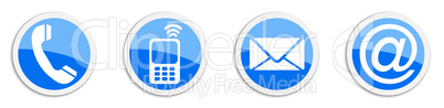 Four contacting sticker symbols in blue - buttons