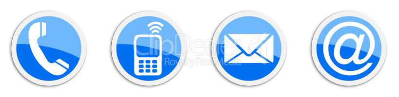Four contacting sticker symbols in blue - buttons
