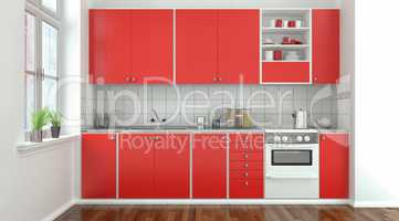 modern kitchen - red