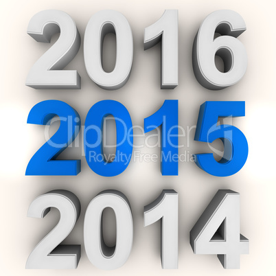 Render of the new year 2015 in blue