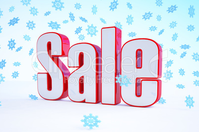 3d - sale text - red-white - snowflakes