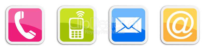 Four colorful contacting sticker symbols - cube