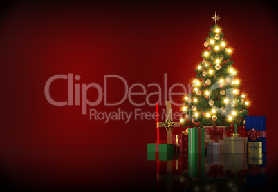Illustration Of Christmas Tree with copyspace