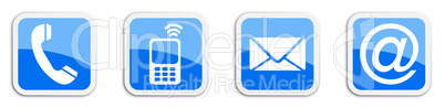 Four contacting sticker symbols in blue - cube
