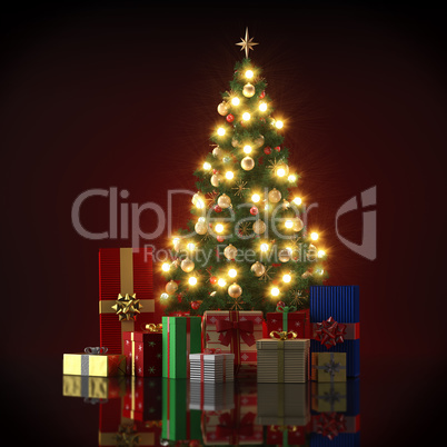 Illustration Of Christmas Tree with gifts