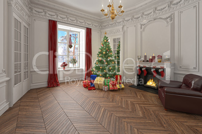Luxury apartment decorated for christmas