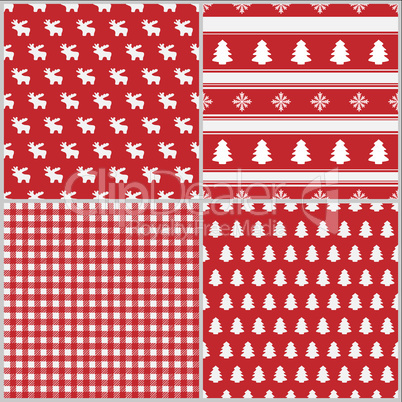 Set Of Christmas Seamless Pattern