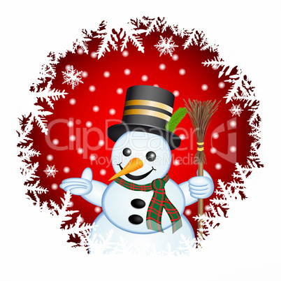 Snowman on a red background