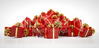 3d - christmas presents - red - gold