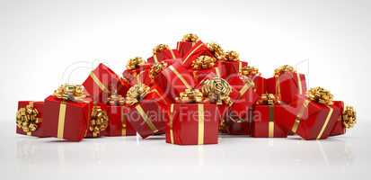 3d - christmas presents - red - gold