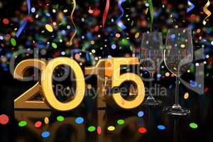 champagne glasses - 2015 - confetti and streamer
