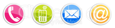 Four colorful contacting sticker symbols - buttons