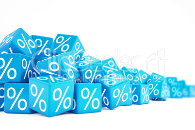 falling blue cubes with percent signs