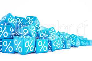 falling blue cubes with percent signs