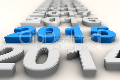 Render of the new year 2015 in blue