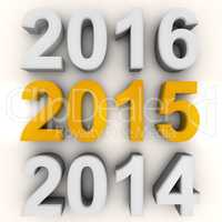 Render of the new year 2015 in yellow