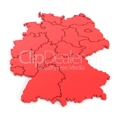 3D map of germany in red