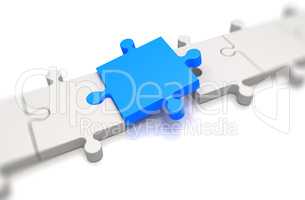 Focus on a blue puzzle pieces
