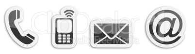 Four contacting sticker symbols in black