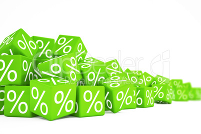 falling green cubes with percent signs