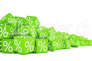 falling green cubes with percent signs