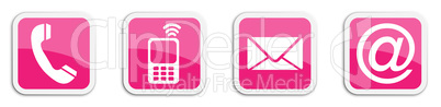 Four contacting sticker symbols in magenta - cube