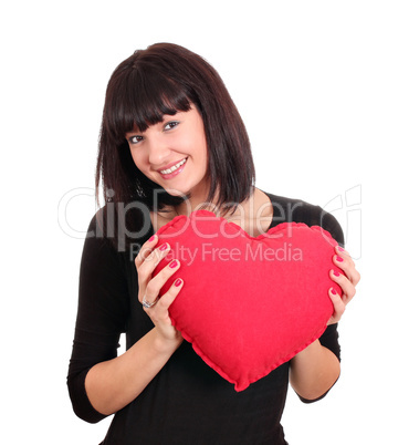 happy girl with valentine heart