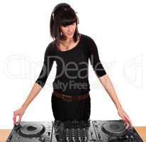 girl party dj with turntables