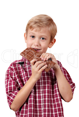 boy eats chocolate