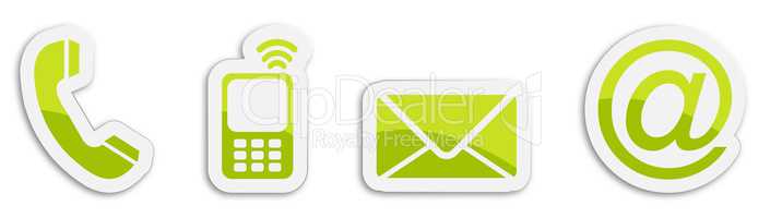 Four contacting sticker symbols in green