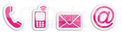 Four contacting sticker symbols in magenta