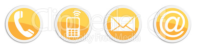 Four contacting sticker symbols in orange - buttons